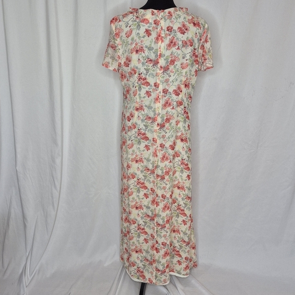 Laura Ashley 100% Silk Floral Maxi Dress * FLAWS* - Size 14 - Picture 4 of 16